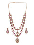 Antique Gold Polish Ruby Red layered Bridal Statement Necklace Jewellery Set