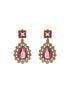 Antique Gold Polish Ruby Red layered Bridal Statement Necklace Jewellery Set
