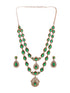 Antique Gold Polish Emerald Green layered Bridal Statement Necklace Jewellery Set