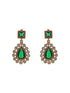 Antique Gold Polish Emerald Green layered Bridal Statement Necklace Jewellery Set