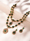 Antique Gold Polish Emerald Green layered Bridal Statement Necklace Jewellery Set