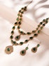 Antique Gold Polish Emerald Green layered Bridal Statement Necklace Jewellery Set