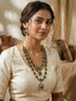 Antique Gold Polish Emerald Green layered Bridal Statement Necklace Jewellery Set
