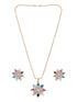 Gold Plated Nav Ratna Cubic Zirconia Stones Studded Star Shaped Pendant Jewellery Set