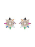 Gold Plated Nav Ratna Cubic Zirconia Stones Studded Star Shaped Pendant Jewellery Set