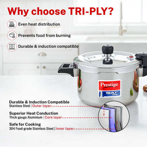 Prestige 3 Litre Triply Svachh Outer Lid Pressure Cooker 3 L
