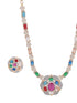 Gold Plated Nav Ratna Zircon Studded Temple Minimal Jewellery Set