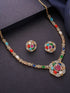 Gold Plated Nav Ratna Zircon Studded Temple Minimal Jewellery Set