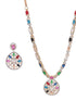 Gold Plated Nav Ratna Zircon Studded Temple Pendant Jewellery Set