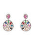 Gold Plated Nav Ratna Zircon Studded Temple Pendant Jewellery Set