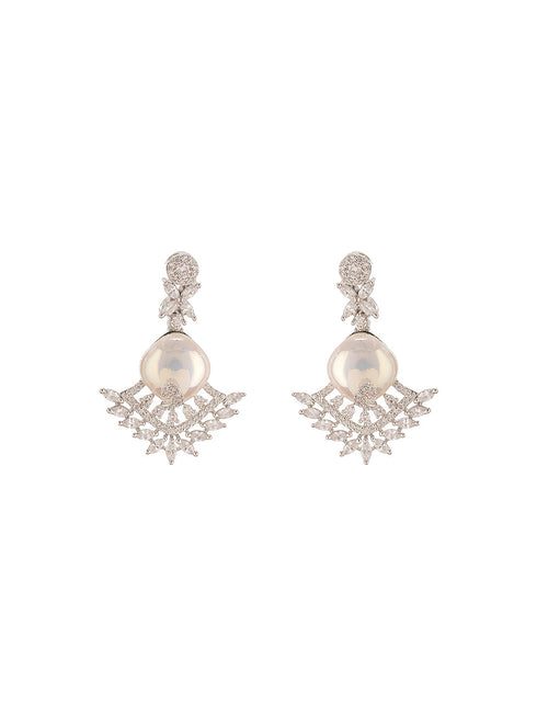 Silver Plated AD & Pearl Studded Designer Cocktail Jewellery Set