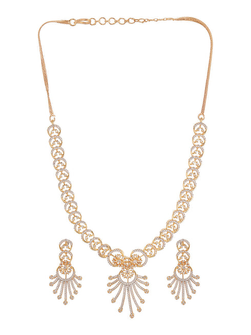 Gold Plated AD Studded Pendant Luxe Jewellery Set