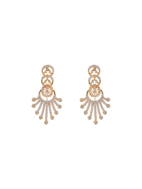 Gold Plated AD Studded Pendant Luxe Jewellery Set