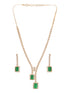 Rose Gold Plated Green Emerald AD Studded Luxe Dropdown Cocktail Jewellery Set