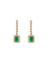 Rose Gold Plated Green Emerald AD Studded Luxe Dropdown Cocktail Jewellery Set