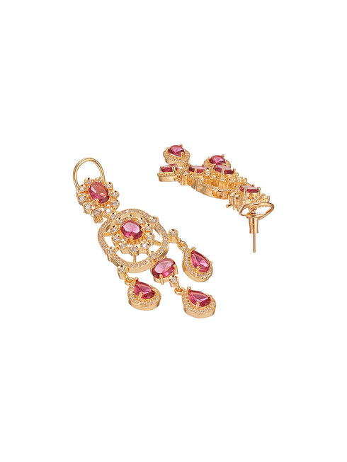 Gold Plated Ruby Red AD Studded Luxe Choker Jewellery Set