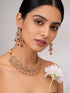 Gold Plated Ruby Red AD Studded Luxe Choker Jewellery Set