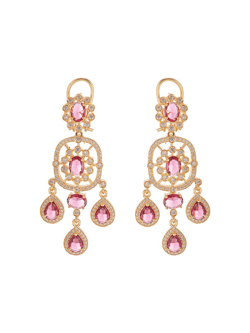 Gold Plated Ruby Red AD Studded Luxe Choker Jewellery Set