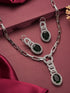 Silver Plated Emerald Green AD Studded Cocktail Link Jewellery Set