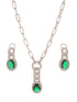 Silver Plated Emerald Green AD Studded Cocktail Link Jewellery Set