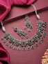 Silver Plated Emerald Green AD Studded Luxe Choker Jewellery Set