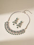 Silver Plated Emerald Green AD Studded Luxe Choker Jewellery Set