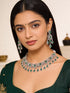 Silver Plated Emerald Green AD Studded Luxe Choker Jewellery Set