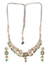 Antique Gold Plated Green Emerald AD & Kundan Studded Temple Peacock Motif Choker Jewellery Set