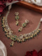 Antique Gold Plated Green Emerald AD & Kundan Studded Temple Peacock Motif Choker Jewellery Set