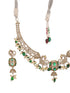 Antique Gold Plated Green Emerald AD & Kundan Studded Temple Peacock Motif Choker Jewellery Set