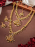 Combo Gold Plated White AD & Pearl Studded Temple Lakshmiji Bridal Jewellery Set