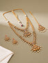 Combo Gold Plated White AD & Pearl Studded Temple Lakshmiji Bridal Jewellery Set