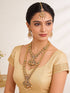 Combo Gold Plated White AD & Pearl Studded Temple Lakshmiji Bridal Jewellery Set