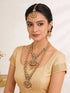Combo Gold Plated White AD & Pearl Studded Temple Lakshmiji Bridal Jewellery Set
