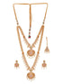 Combo Gold Plated AD & Pearl Studded Temple Peacock Bridal Jewellery Set