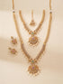 Combo Gold Plated AD & Pearl Studded Temple Peacock Bridal Jewellery Set