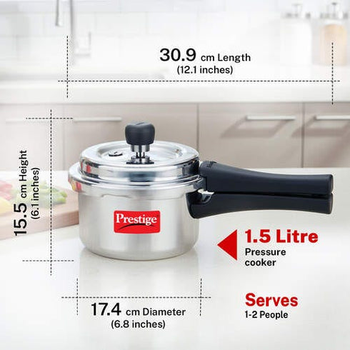 Prestige Popular Plus Svachh Virgin Aluminium Spillage Control Pressure Cooker 1.5 L Silver