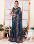 Sudathi Ready To Wear Dusty Rama Blue Printed Cotton Saree