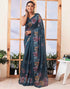 Sudathi Ready To Wear Dusty Rama Blue Printed Cotton Saree
