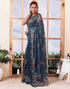Sudathi Ready To Wear Dusty Rama Blue Printed Cotton Saree