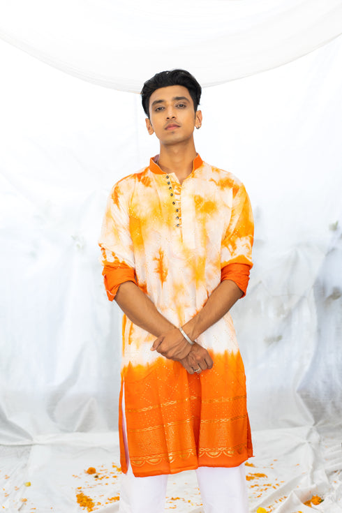 Kzari Stylish Orange Batik Kurta