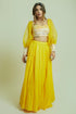 Kzari Lemon Yellow Crop Top and Skirt Set