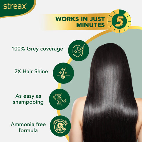 Streax Insta Shampoo Hair Colour - Natural Brown