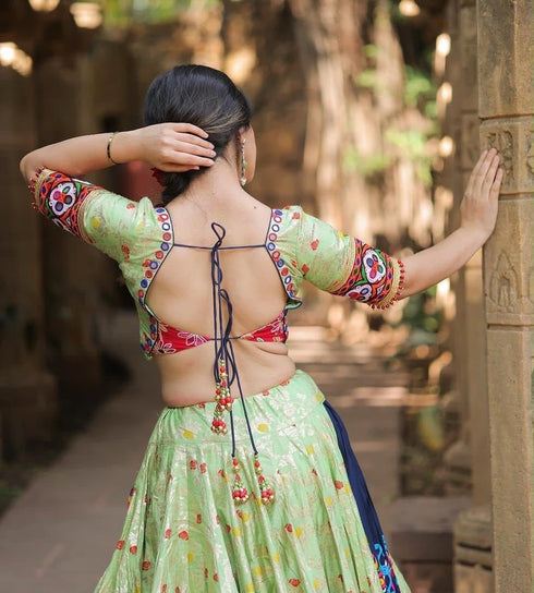Ethenika Mirror Work Muslin Chaniya Choli | Digital Print Navratri