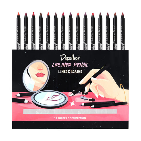 Dazller Cosmetics LipLiner Pencil Lined & Loaded - Pack of 15
