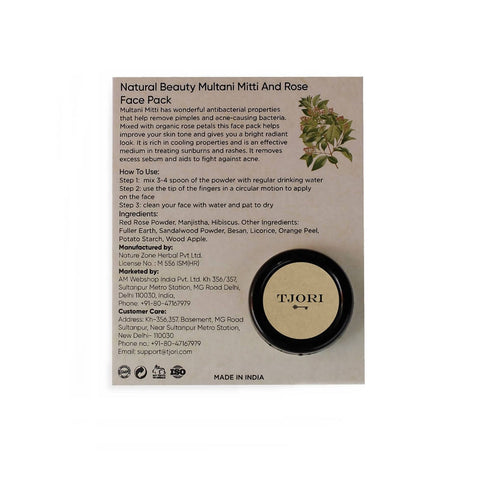 Tjori Natural Beauty Multani Mitti And Rose Face Pack