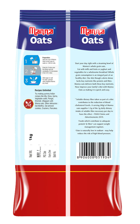 Manna Foods Instant Oats (Pouch) 1000gm