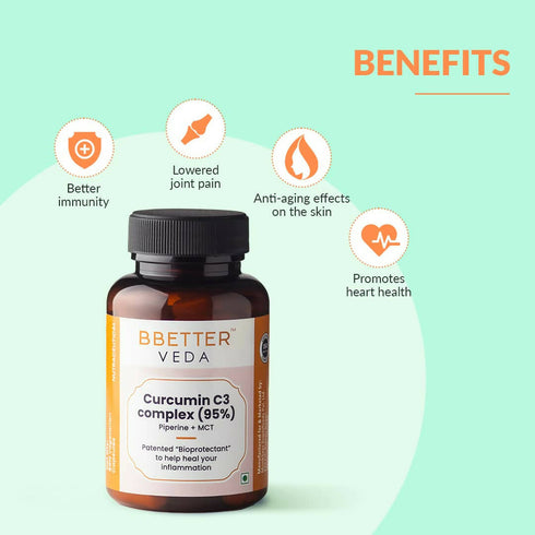 BBetter Veda Curcumin C3 Complex |95% Capsules with Piperine & MCT