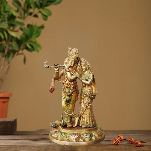 Brass Radha Krishna God Idol Statue 9.732Kg