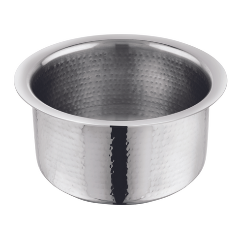 Vinod Stainless Steel Claro Hammered Tope Patila Set of 5 Capacity 900 ml 1.8 Liter 3 Liter 4.6 Liter and 6.3 Liter